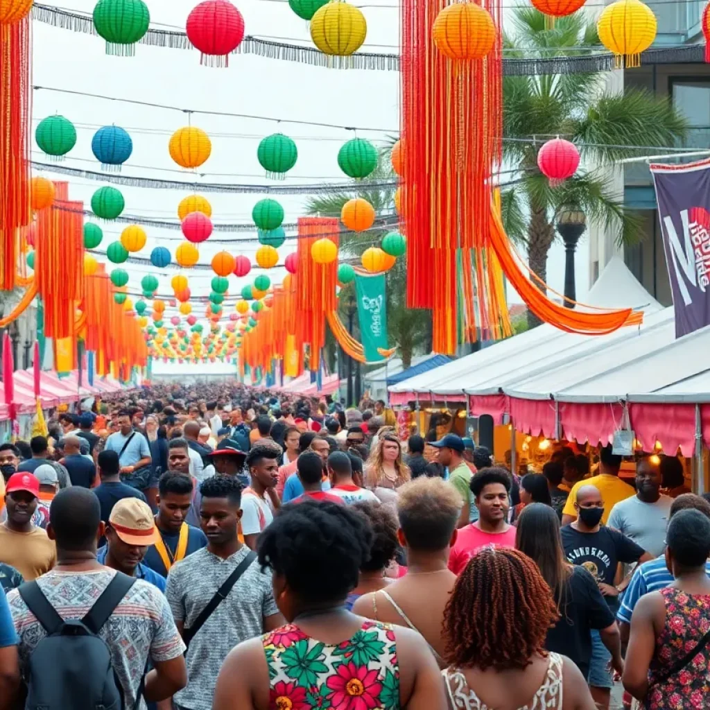 Crowd enjoying music at the Essence Festival of Culture in New Orleans.