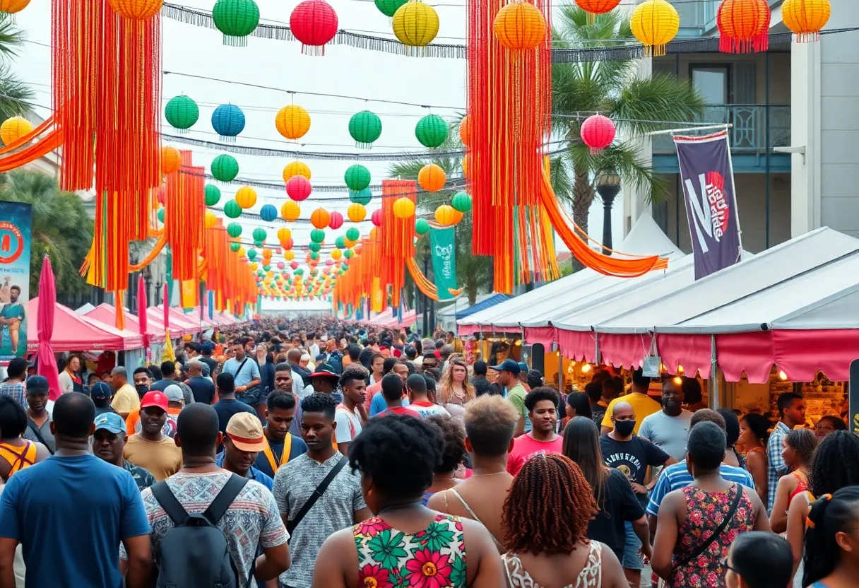 Crowd enjoying music at the Essence Festival of Culture in New Orleans.