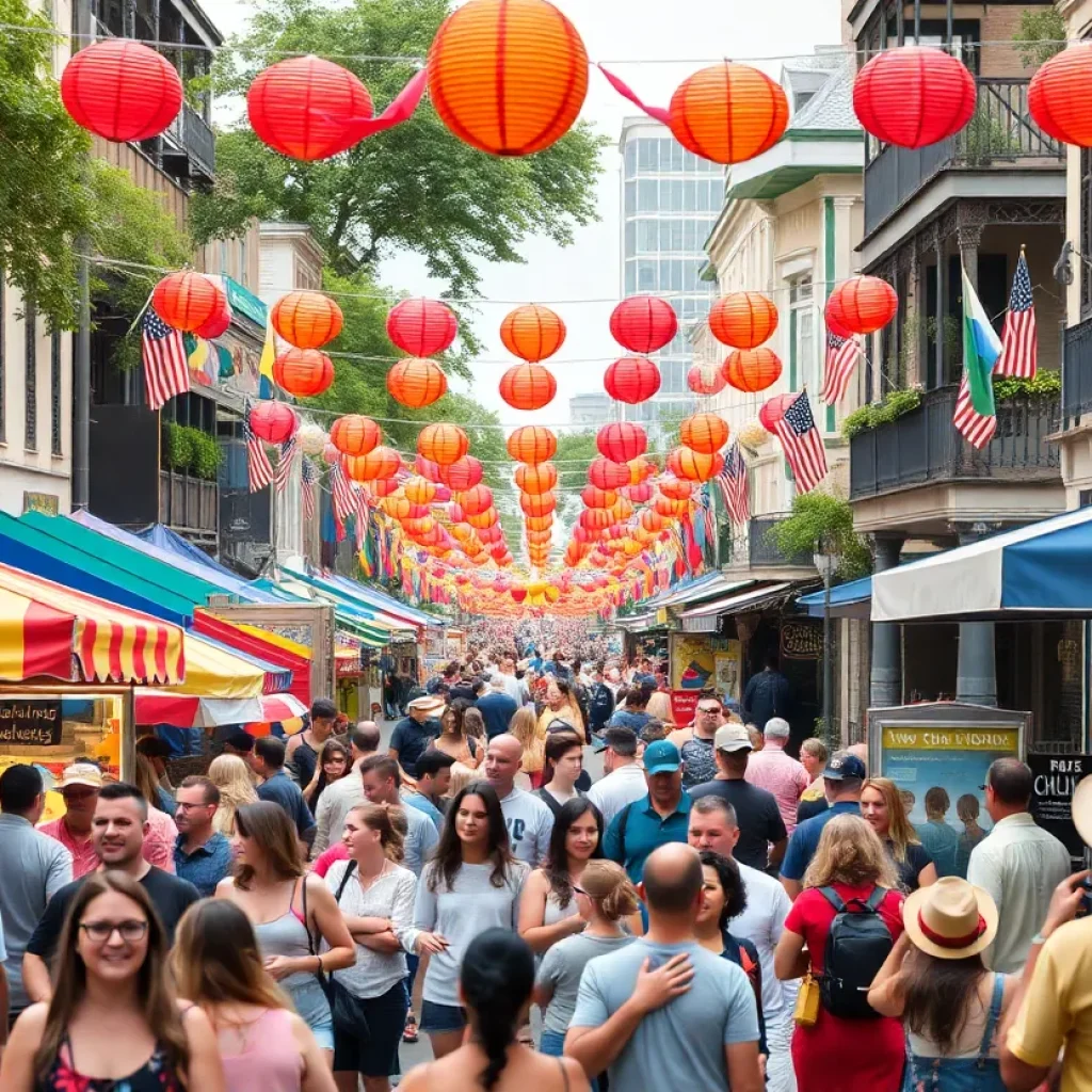 Crowds enjoying the Essence Festival in New Orleans