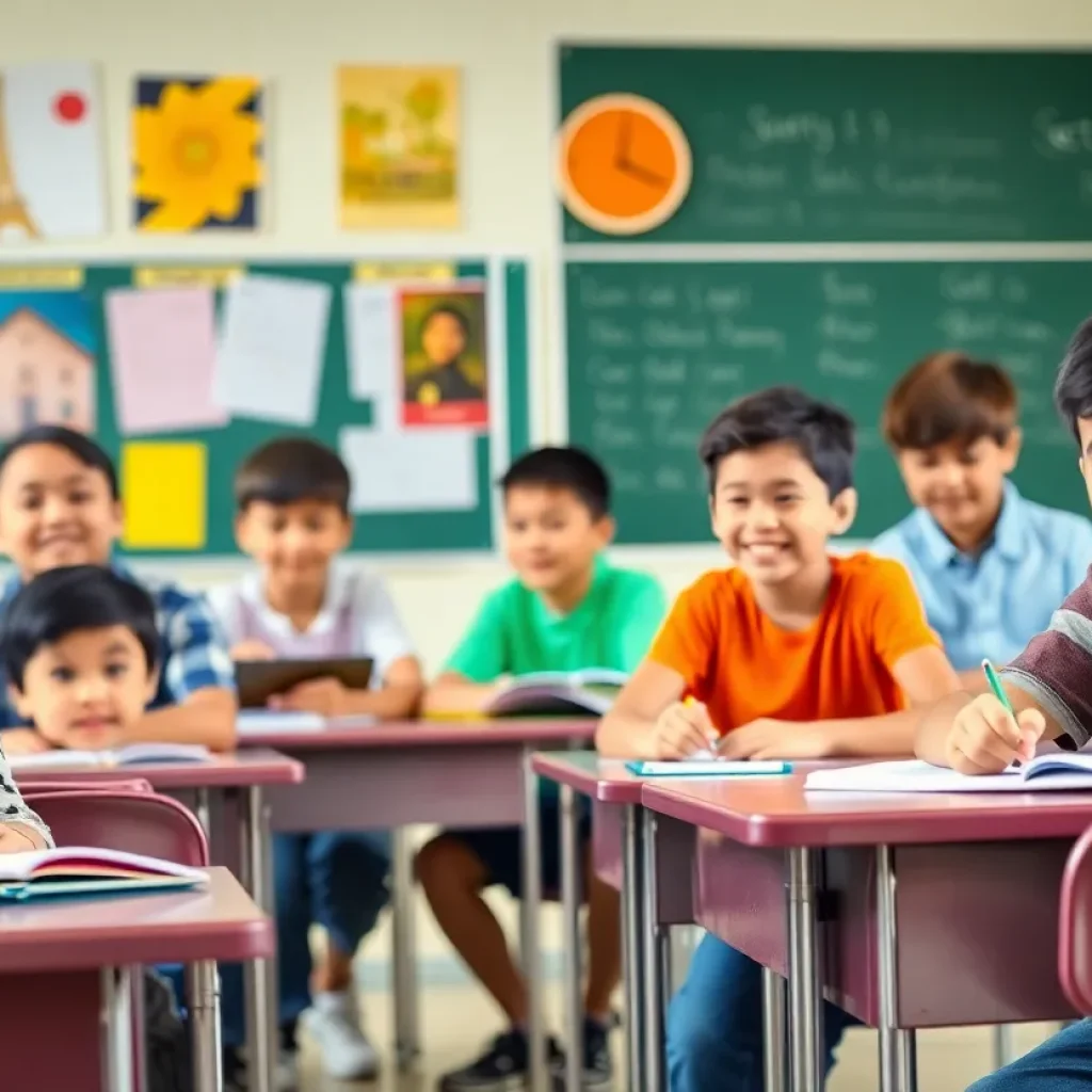 Classroom scene showcasing diversity and educational engagement