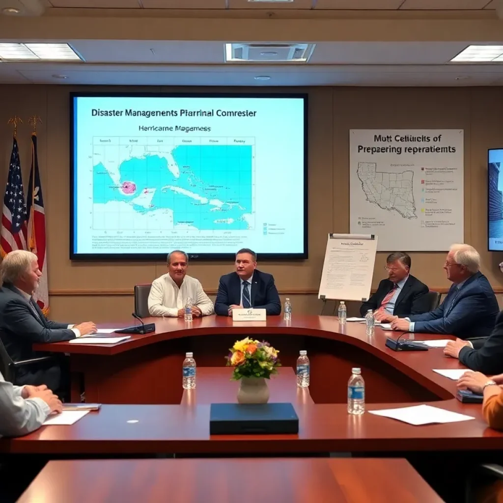 Officials discussing FEMA reform in New Orleans meeting.