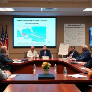 Officials discussing FEMA reform in New Orleans meeting.