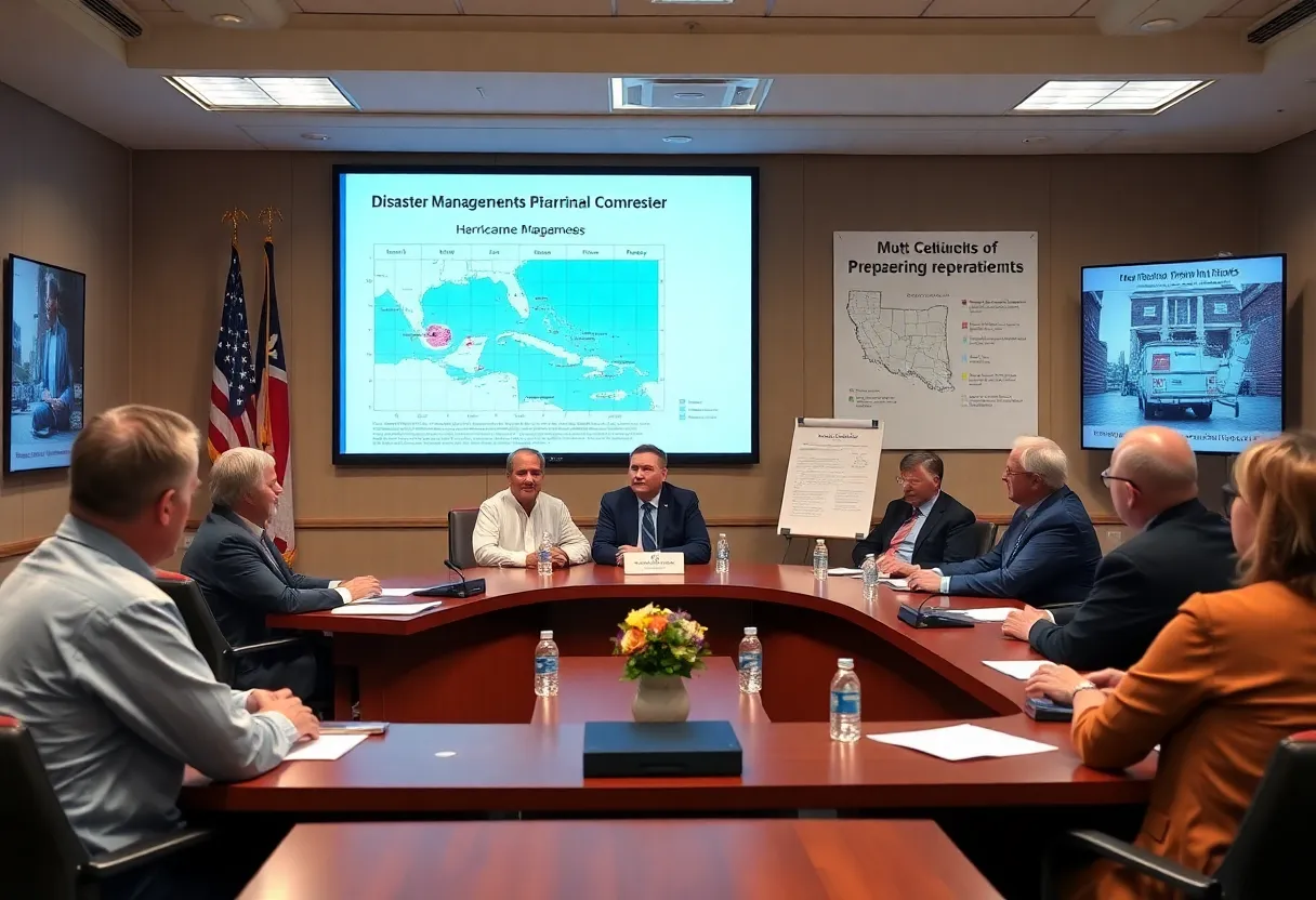 Officials discussing FEMA reform in New Orleans meeting.