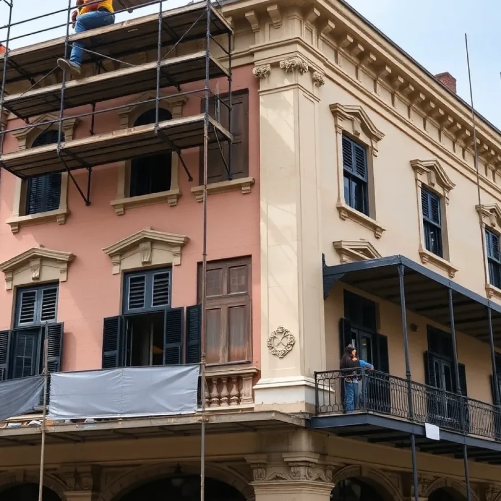 Construction workers at the historic K-Paul's Louisiana Kitchen in New Orleans