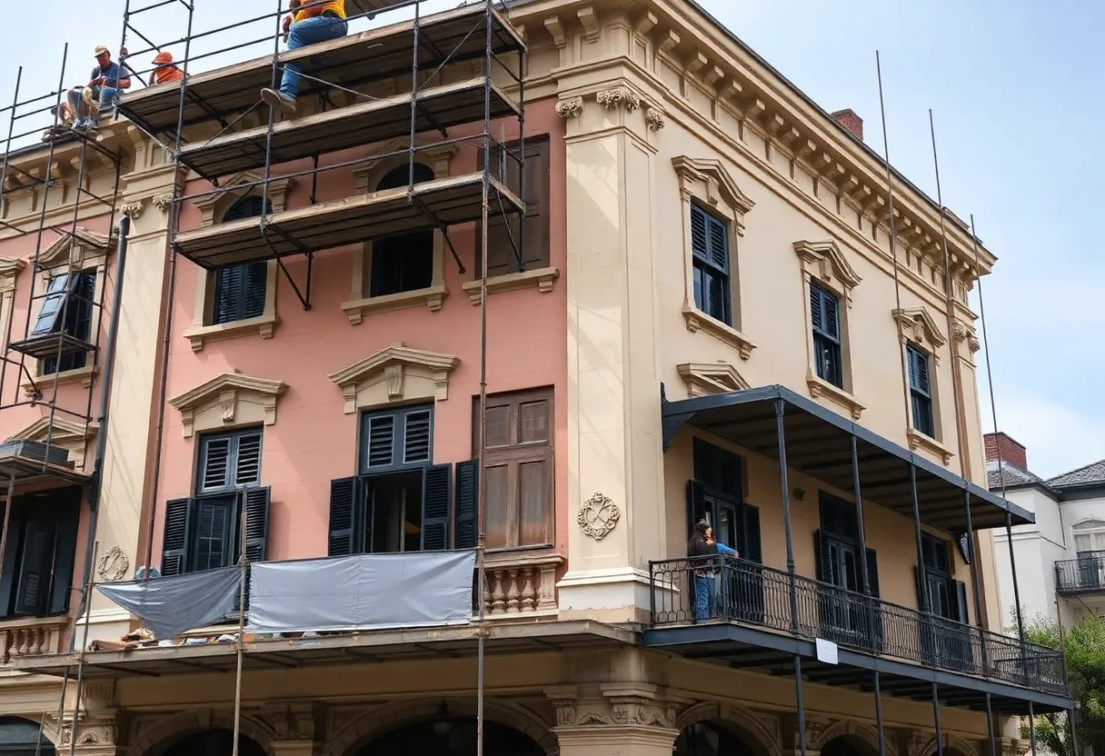 Construction workers at the historic K-Paul's Louisiana Kitchen in New Orleans