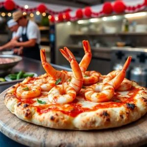 Ceremony for the King of Louisiana Seafood with chefs and seafood dishes