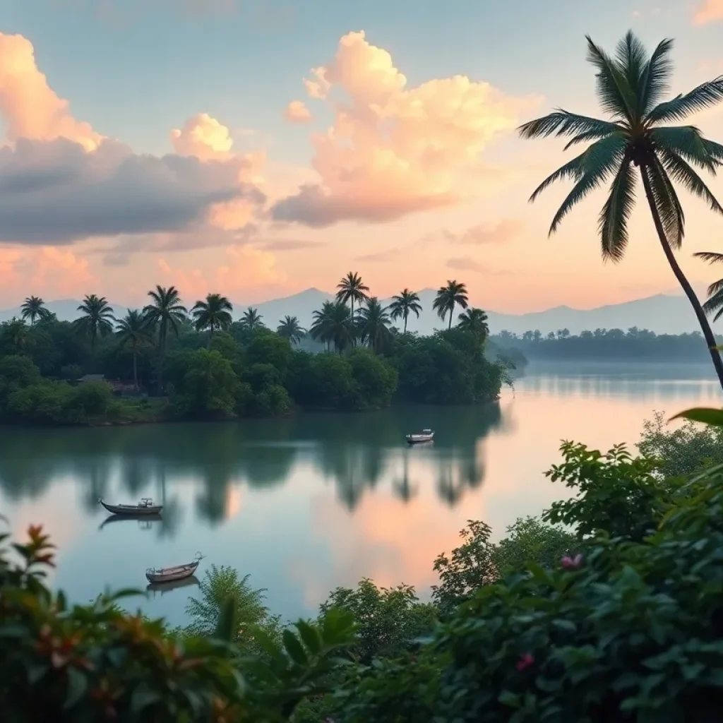 A tranquil tropical landscape representing scientific research
