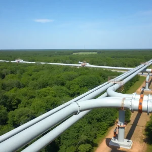 Aerial view of Louisiana natural gas pipelines