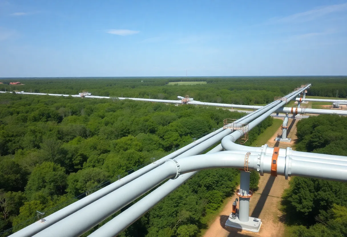 Aerial view of Louisiana natural gas pipelines
