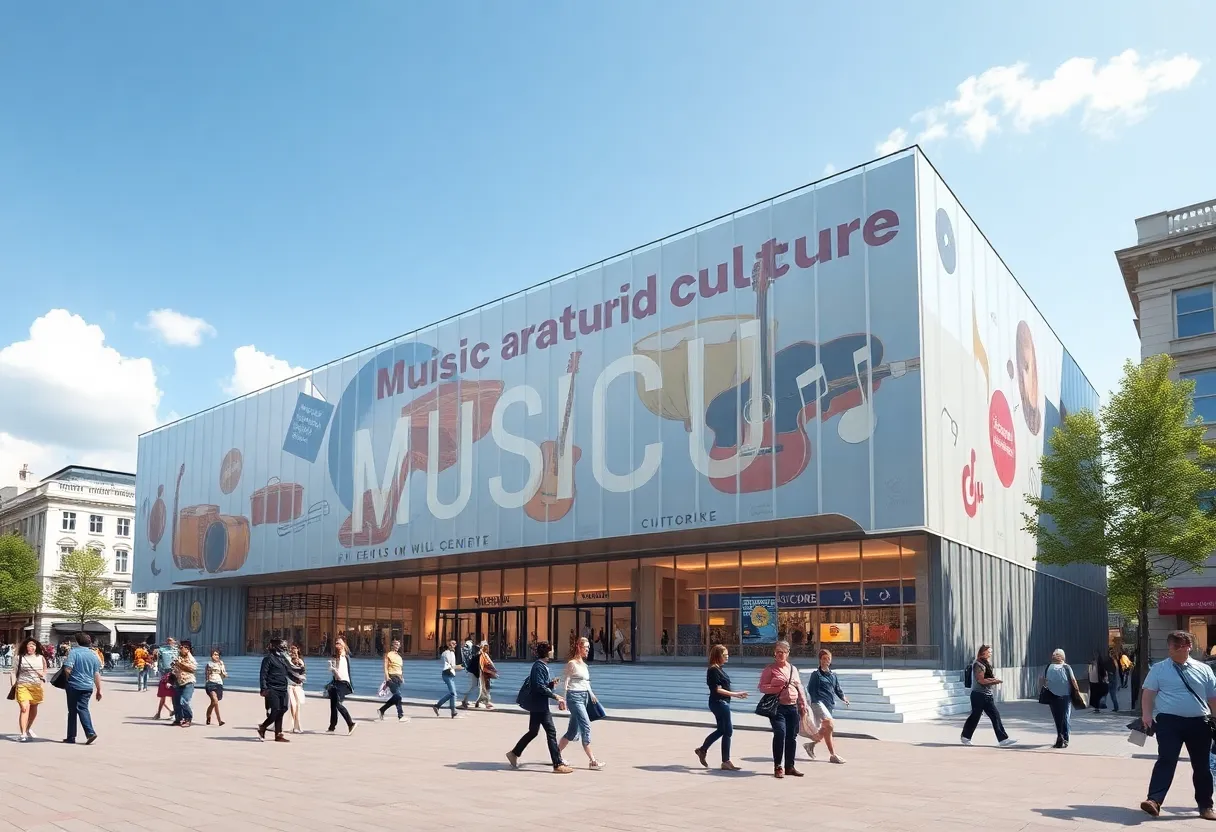 Rendering of Louisiana Music Museum showing musical themes