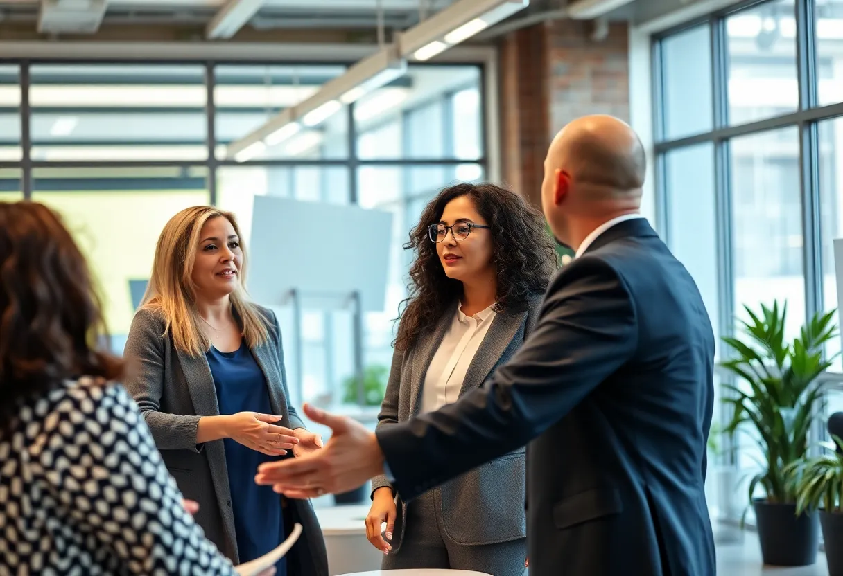 Business consultants collaborating with small business owners