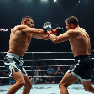 Max Holloway and Dustin Poirier fighting at UFC 318