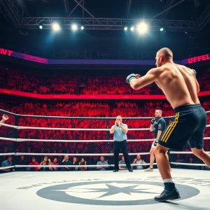 Max Holloway competing at UFC 318