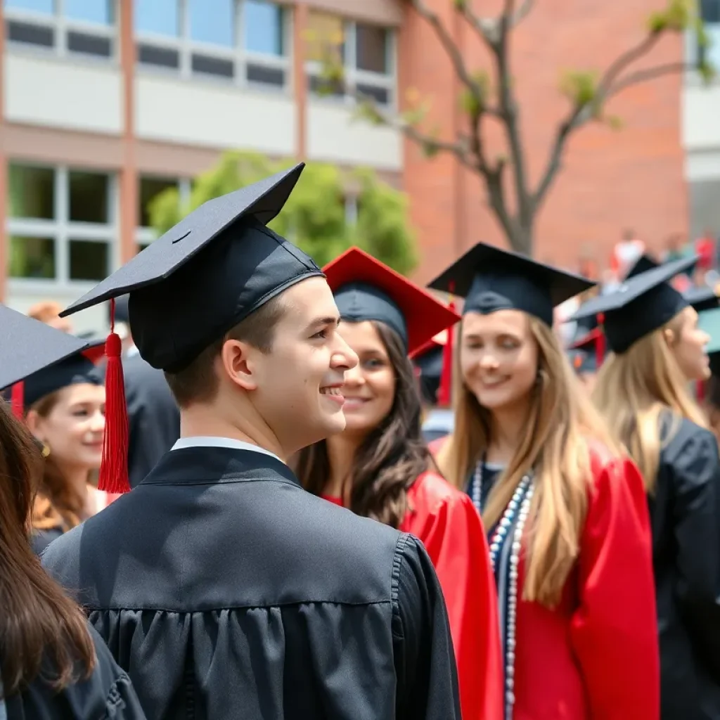 Students celebrating graduation at McGehee School