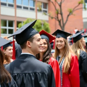 Students celebrating graduation at McGehee School