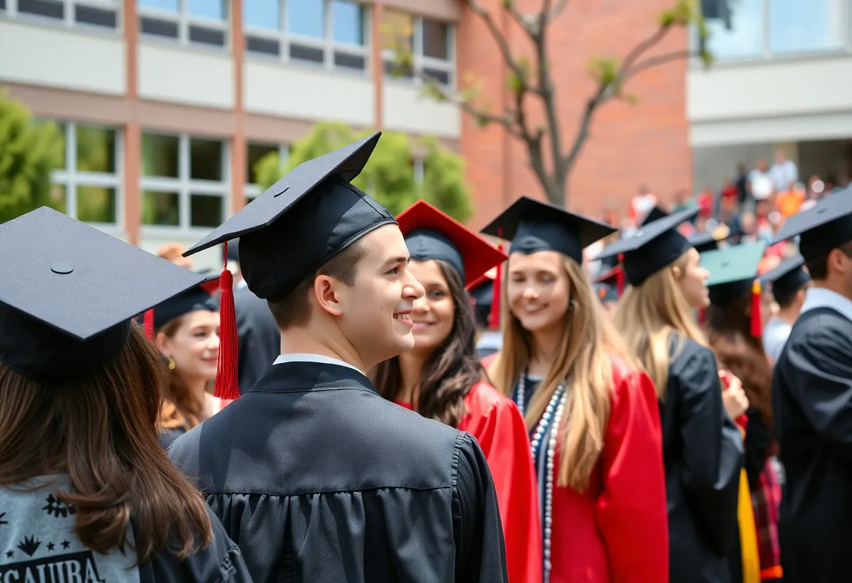 Students celebrating graduation at McGehee School