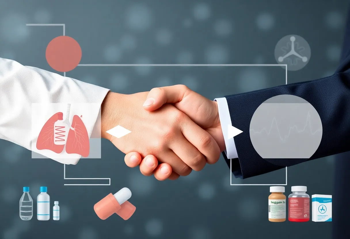 Merck's acquisition of Verona Pharma depicted through a handshake image.