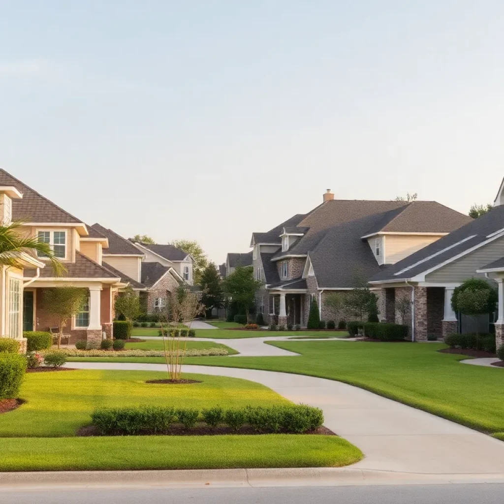 Suburban houses in Metairie with enhanced curb appeal