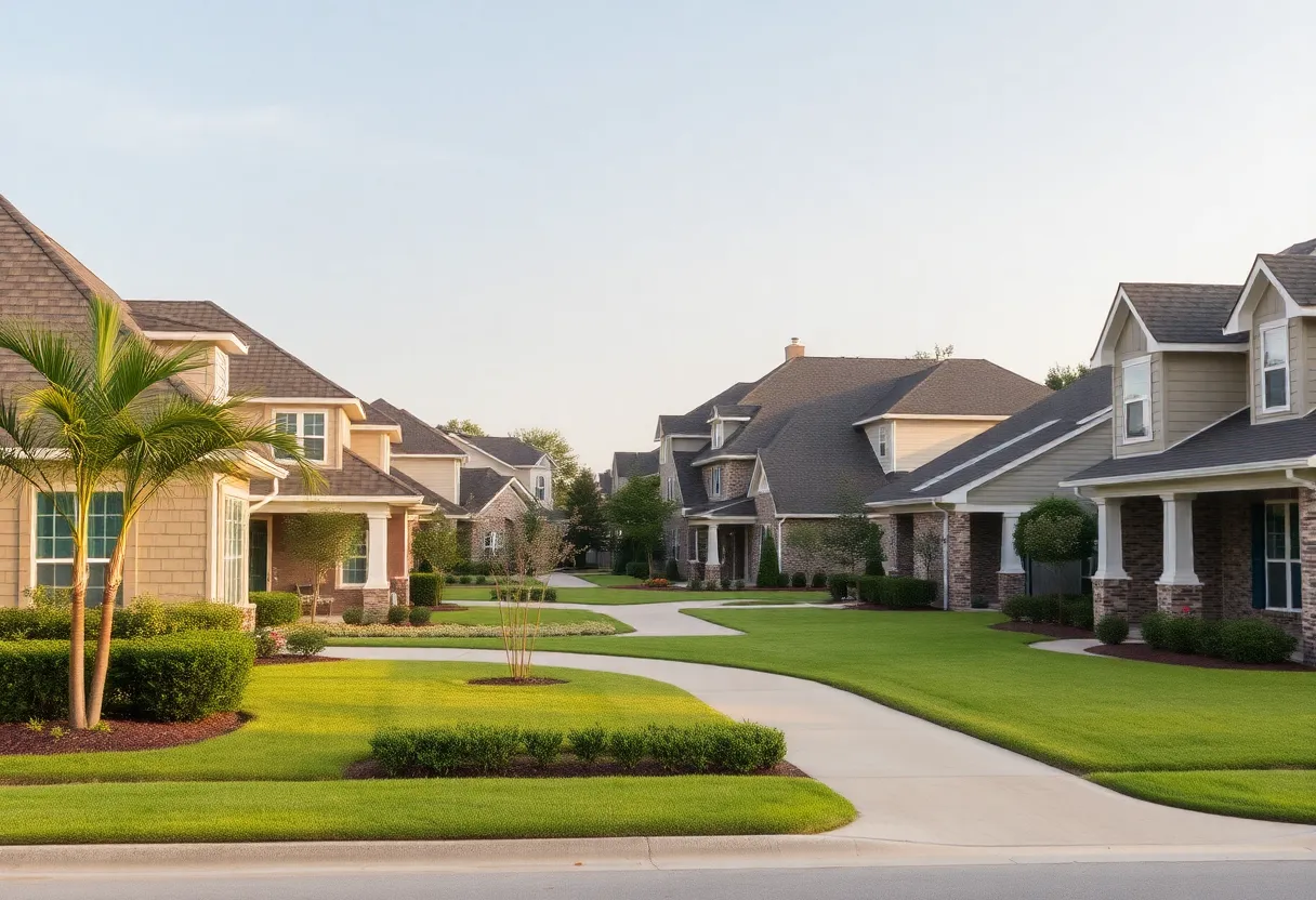 Suburban houses in Metairie with enhanced curb appeal