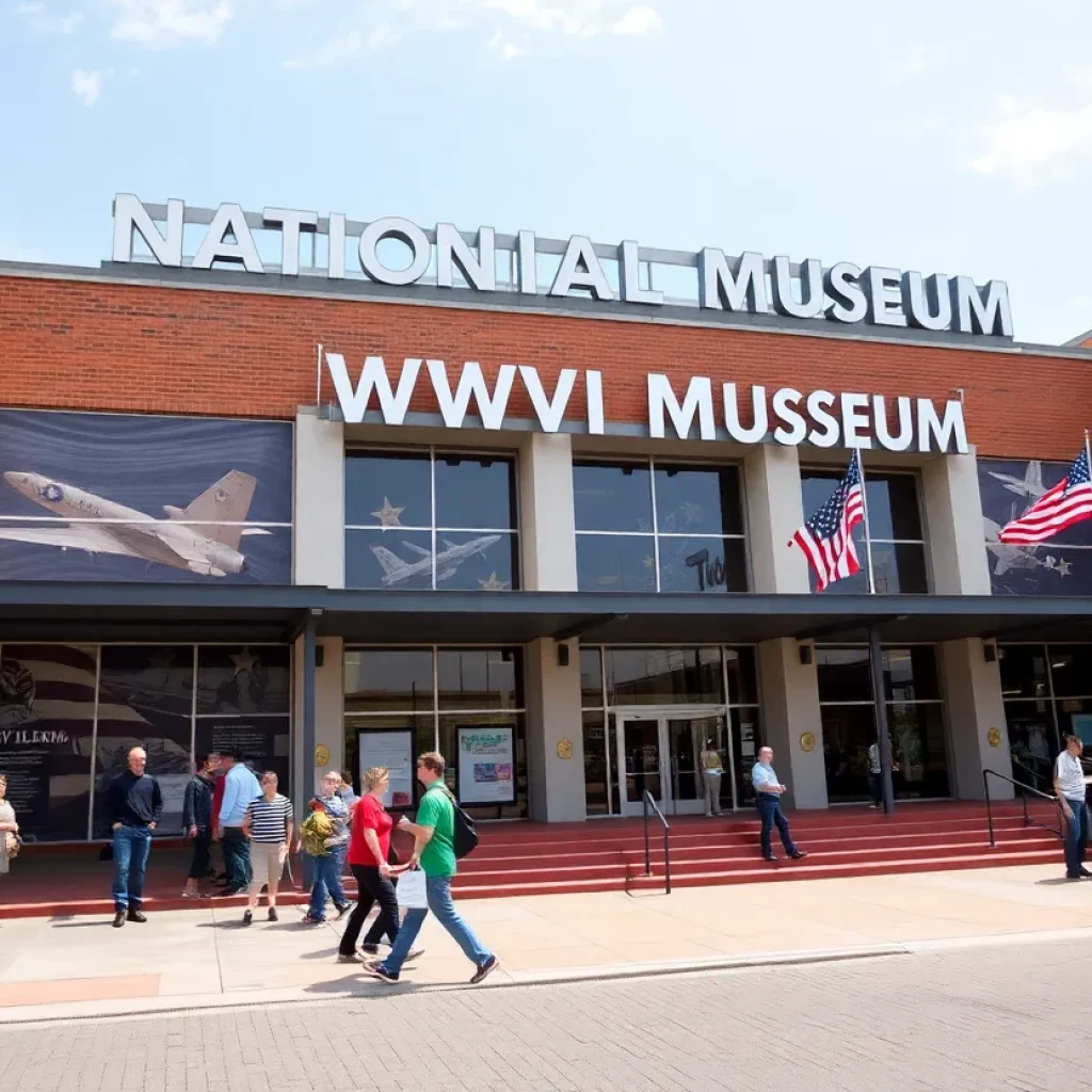 Exterior view of the National WWII Museum celebrating its 25th anniversary