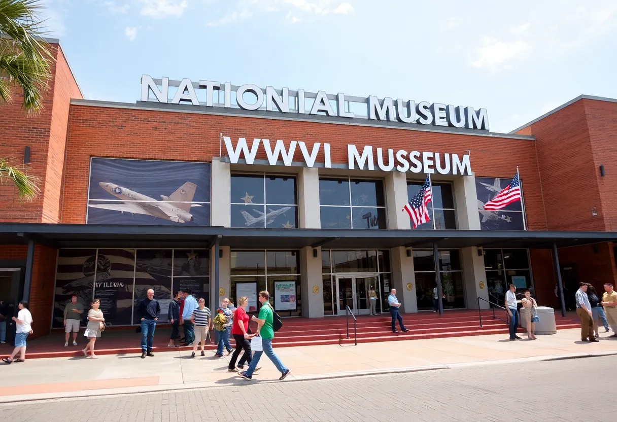 Exterior view of the National WWII Museum celebrating its 25th anniversary