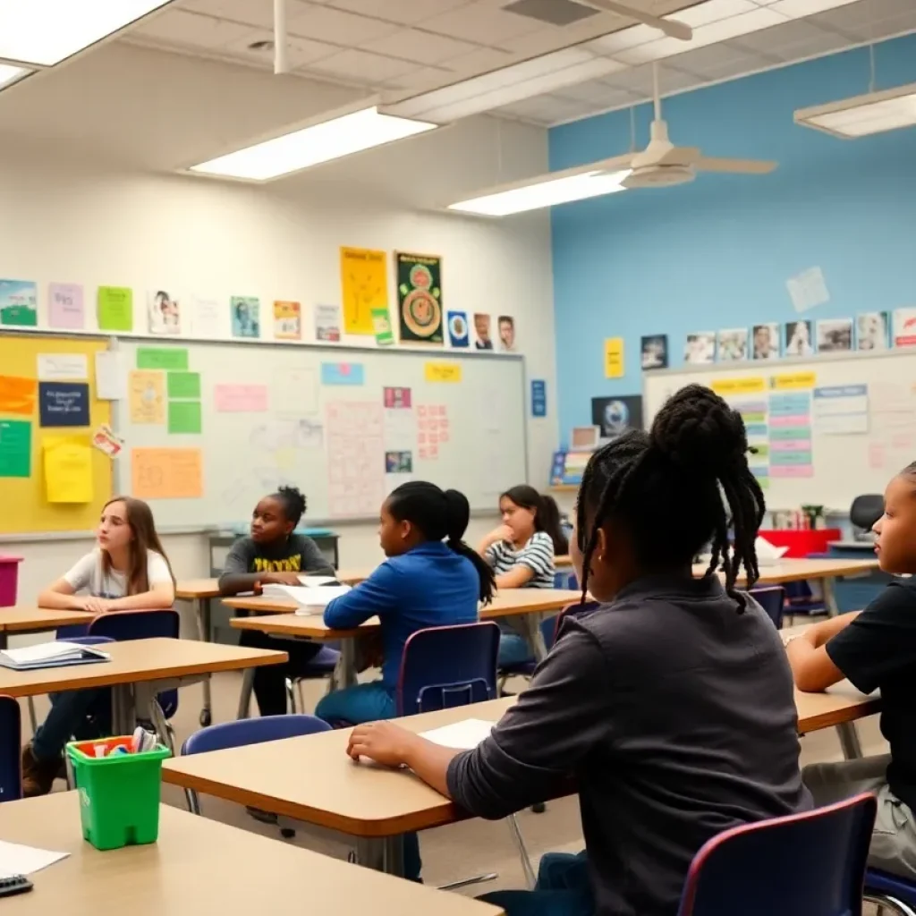 Students in a diverse New Orleans classroom engaged in learning activities