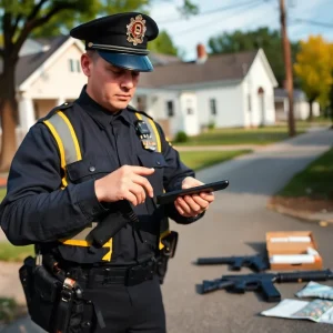 Police inspecting drug-related evidence