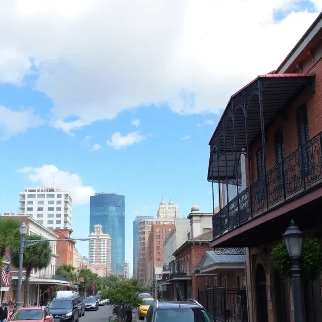 Urban landscape of New Orleans reflecting rising humidity.