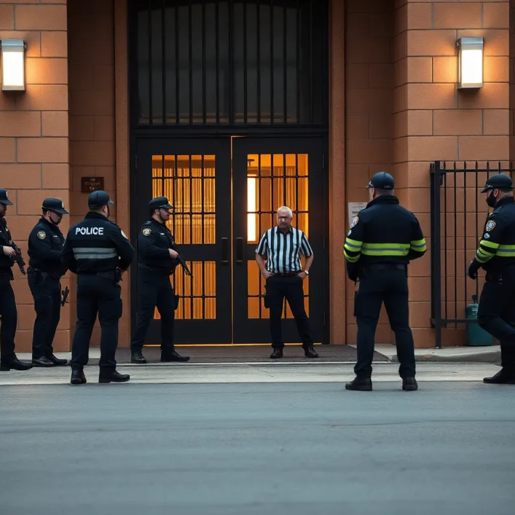 Police capturing a fugitive near New Orleans jail