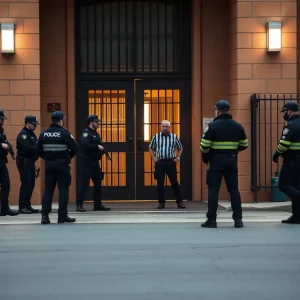 Police capturing a fugitive near New Orleans jail