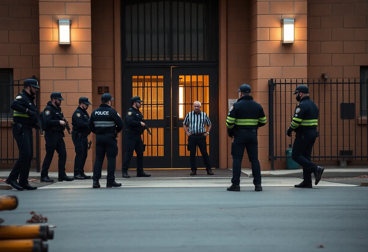 Police capturing a fugitive near New Orleans jail