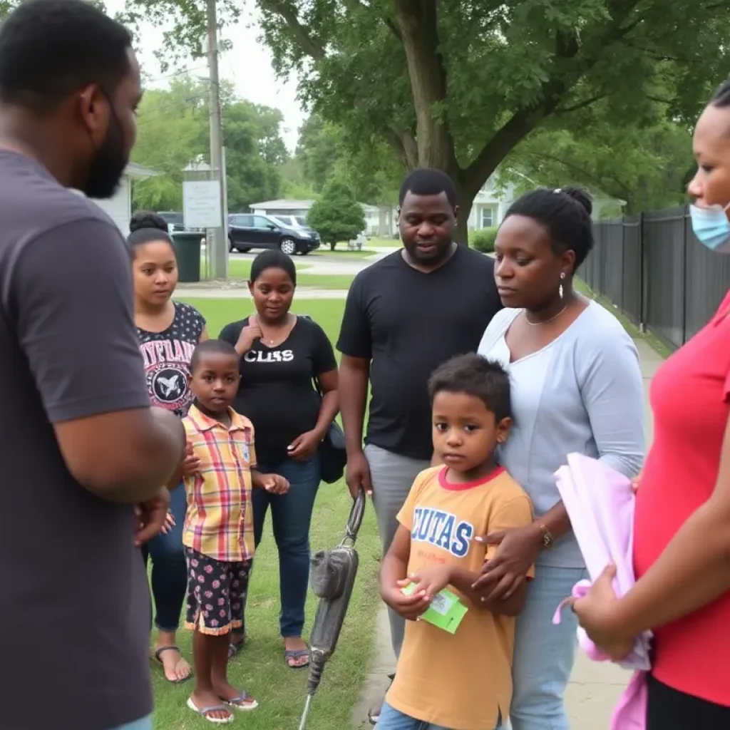 Community members discussing safety in New Orleans neighborhood