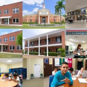 Diverse public middle schools in New Orleans with students learning.