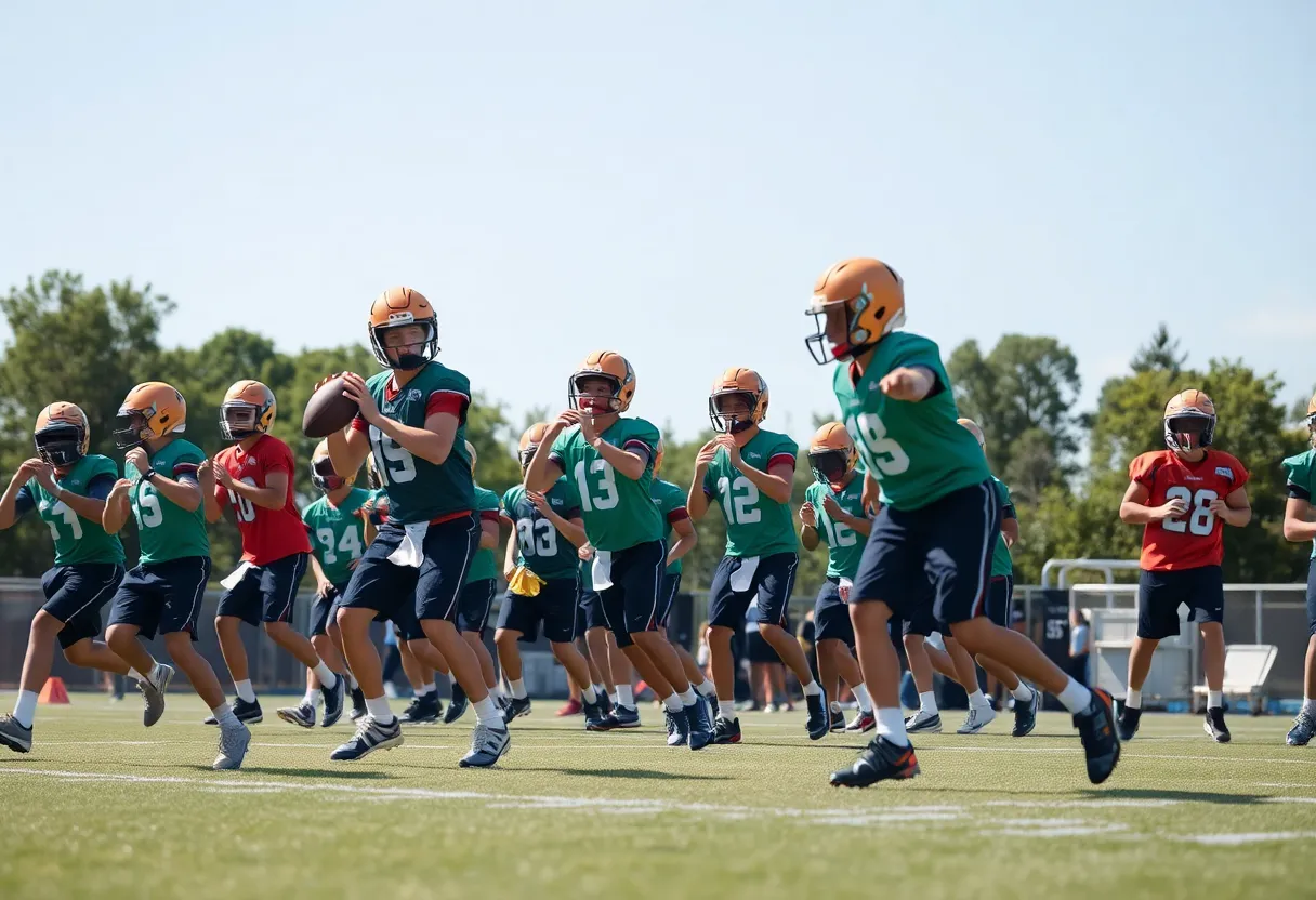 Quarterbacks competing during New Orleans Saints training camp.