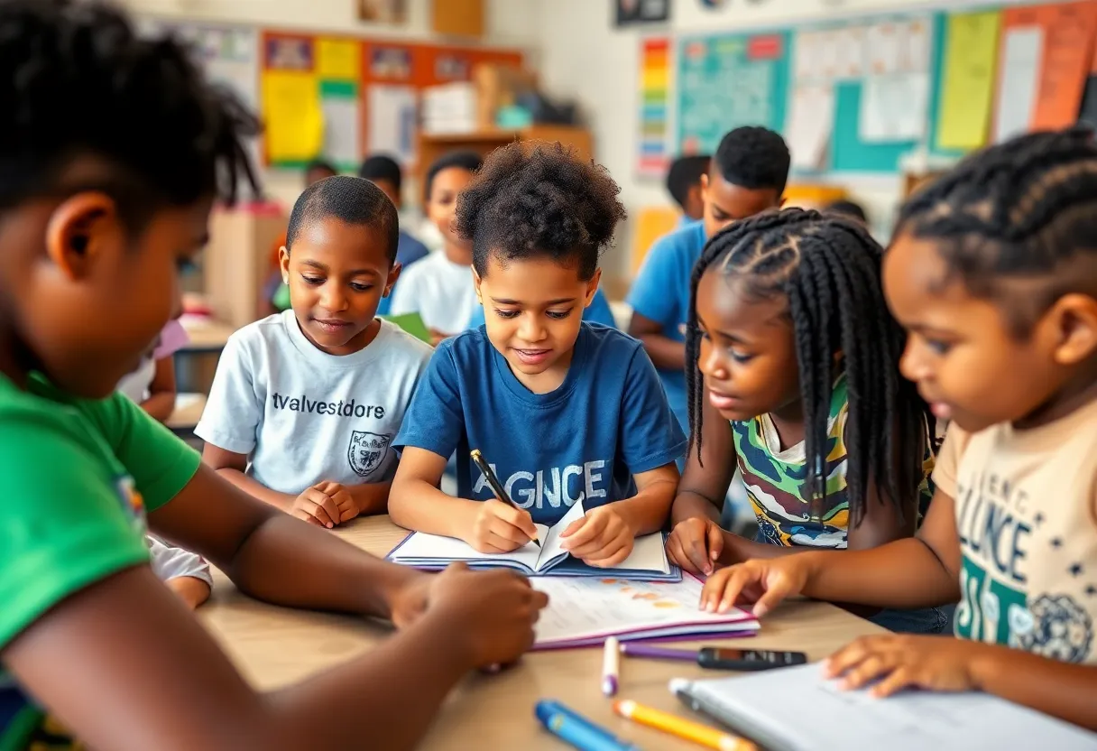 Students in a New Orleans classroom engaged in learning