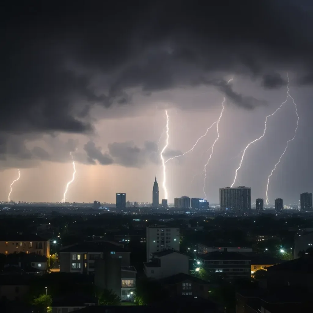 Stormy night in New Orleans causing power outages