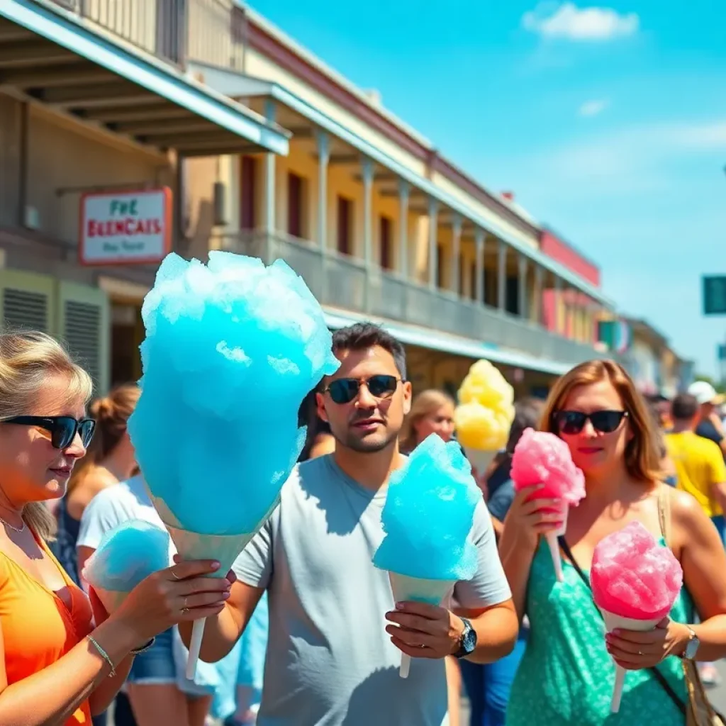 People enjoying snoballs in the New Orleans heat