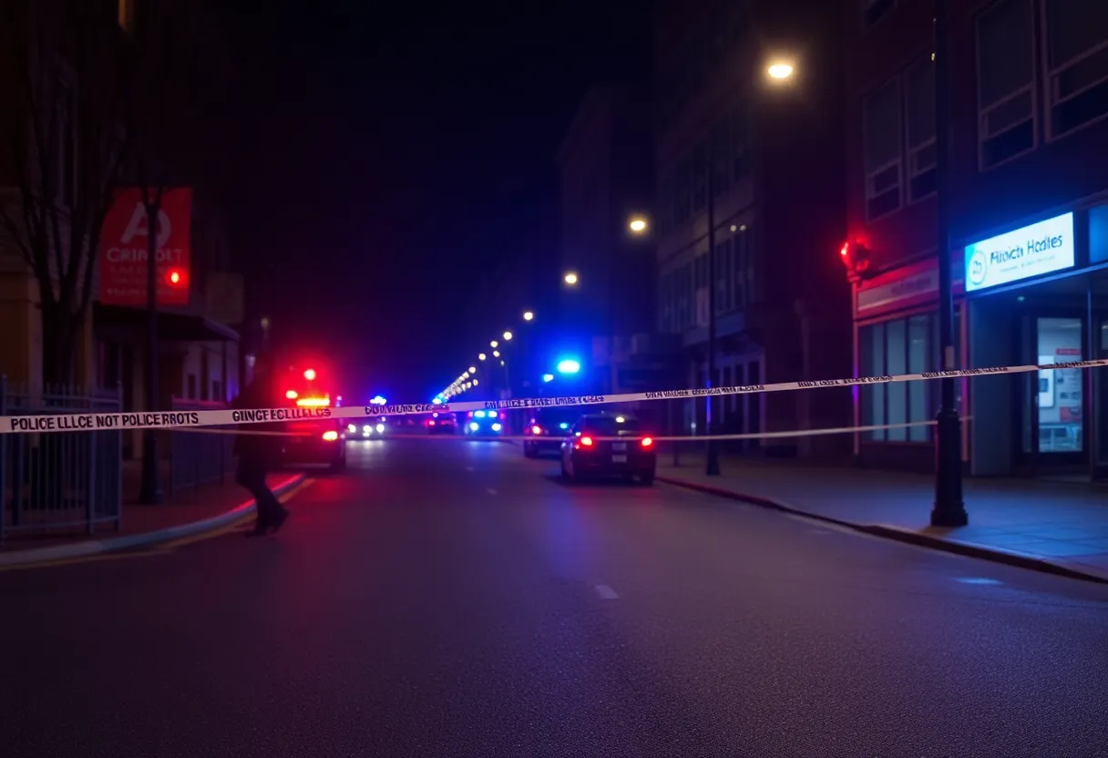 Empty New Orleans streets with police presence at night
