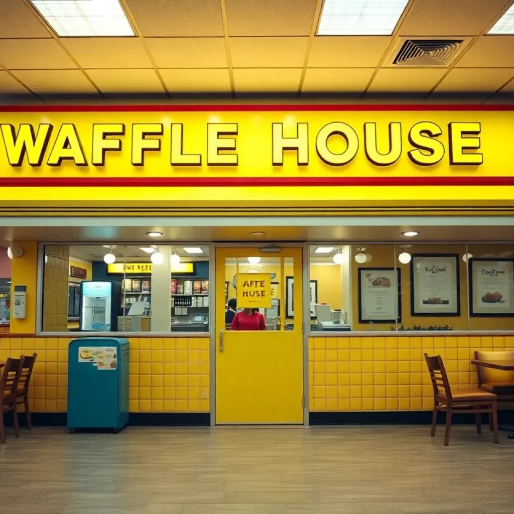 Exterior view of the new Waffle House in Scott, Louisiana