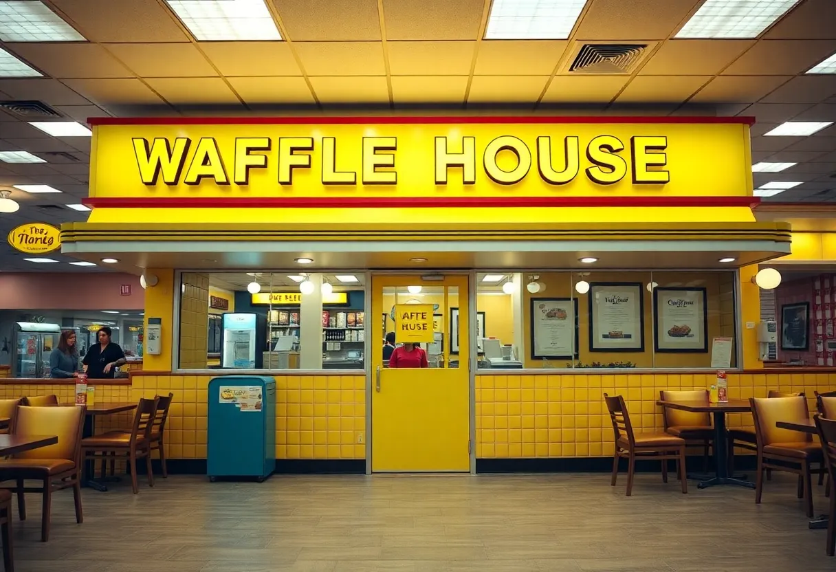 Exterior view of the new Waffle House in Scott, Louisiana