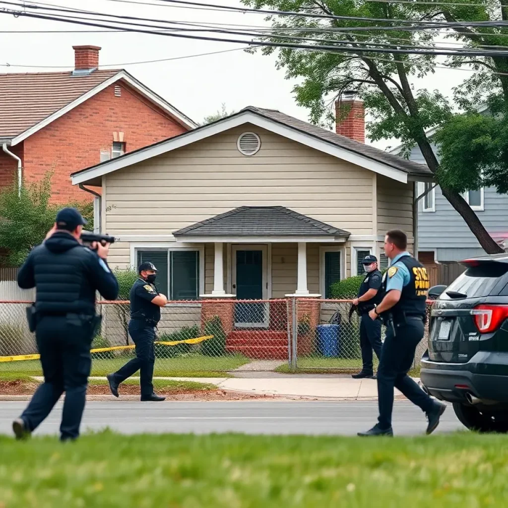 Scene depicting law enforcement surrounding a property in New Orleans