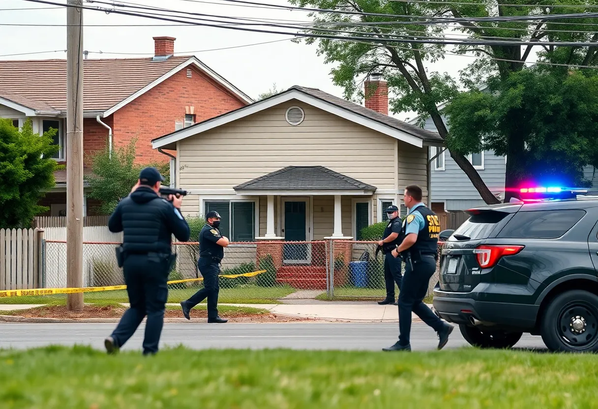 Scene depicting law enforcement surrounding a property in New Orleans