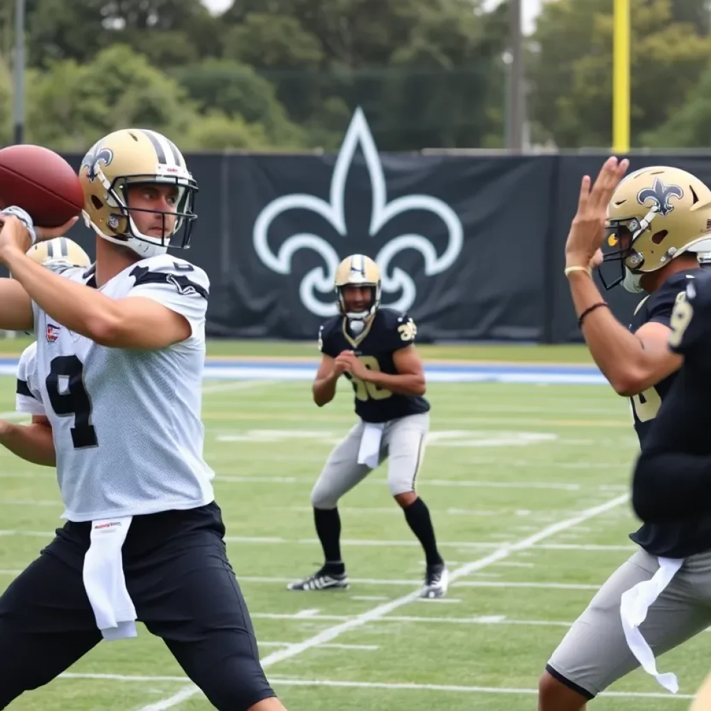 Quarterbacks training at New Orleans Saints camp