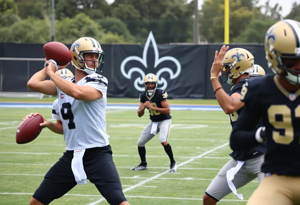 Quarterbacks training at New Orleans Saints camp