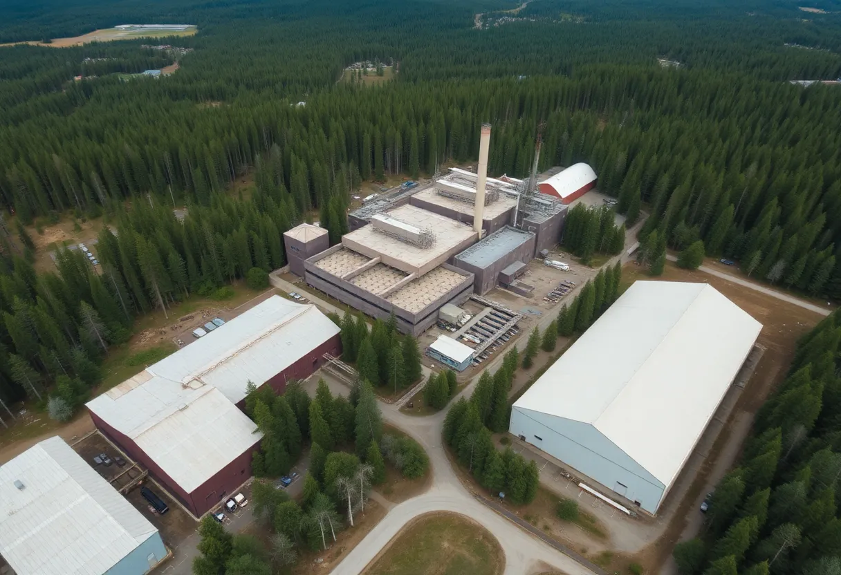 Aerial view of the Red River Paper Mill site after closure
