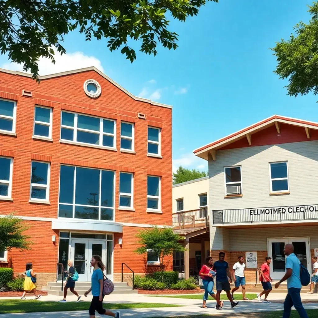Renovated middle and elementary school buildings in New Orleans with community activities