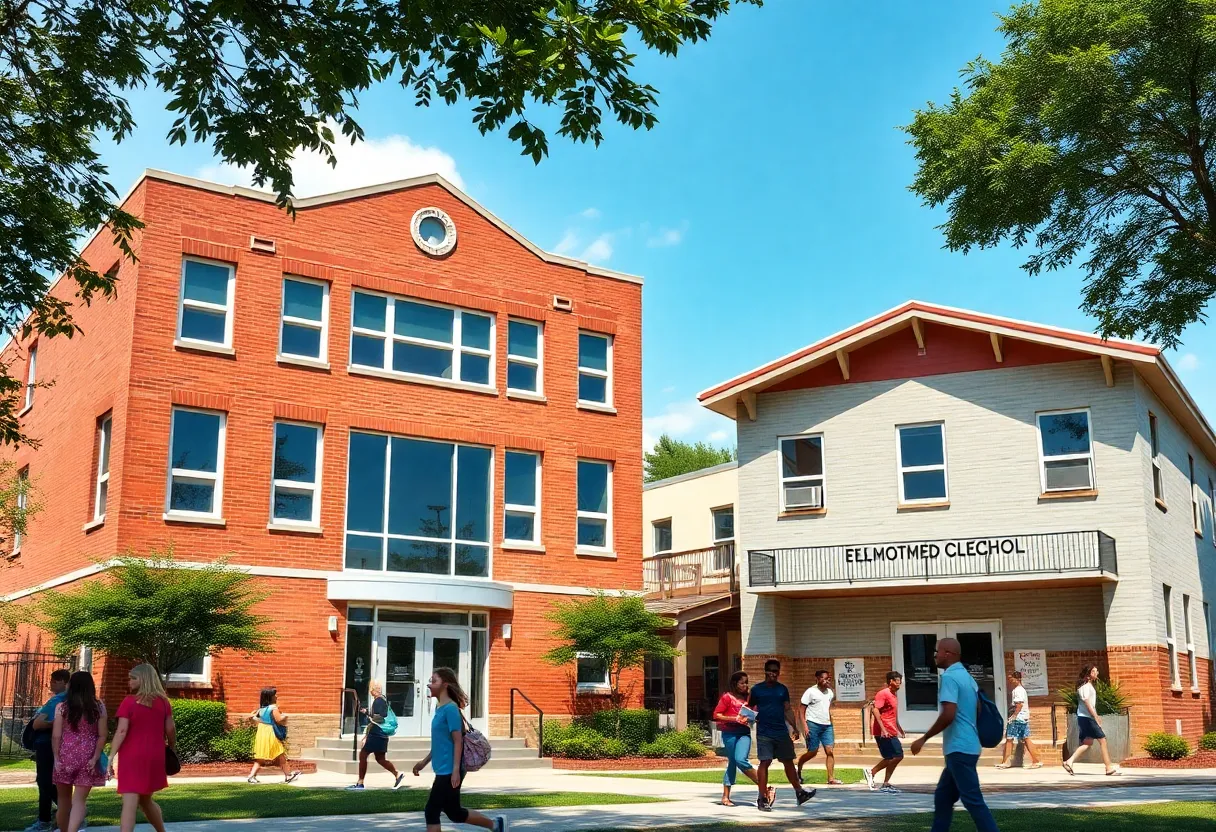 Renovated middle and elementary school buildings in New Orleans with community activities