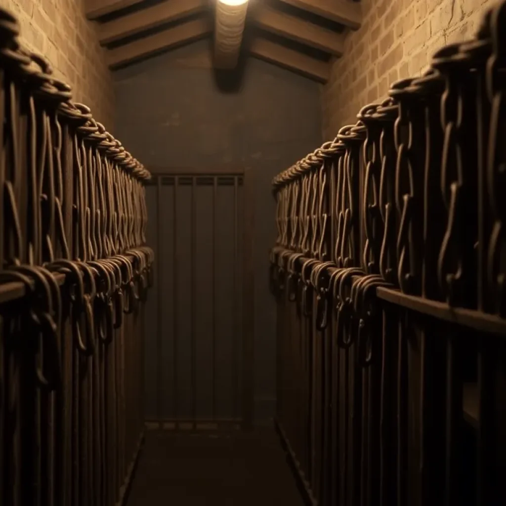 Historic slave pen representing the conditions faced by captives in New Orleans.