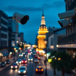 Surveillance cameras monitoring a New Orleans street