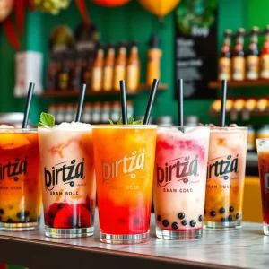 Variety of colorful dirty soda beverages from Swig